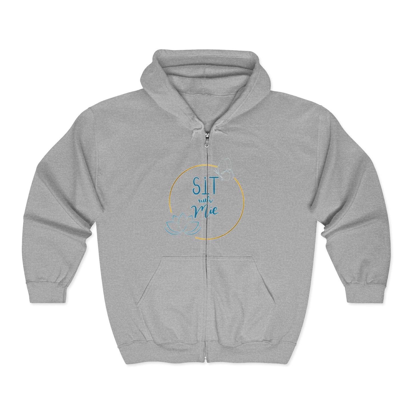 Meditation-Inspired Full Zip Hoodie, Cozy Relaxation Apparel, Mindfulness Gift, Unisex Sweatshirt for Yoga Lovers, Comfort Wear for Chilling