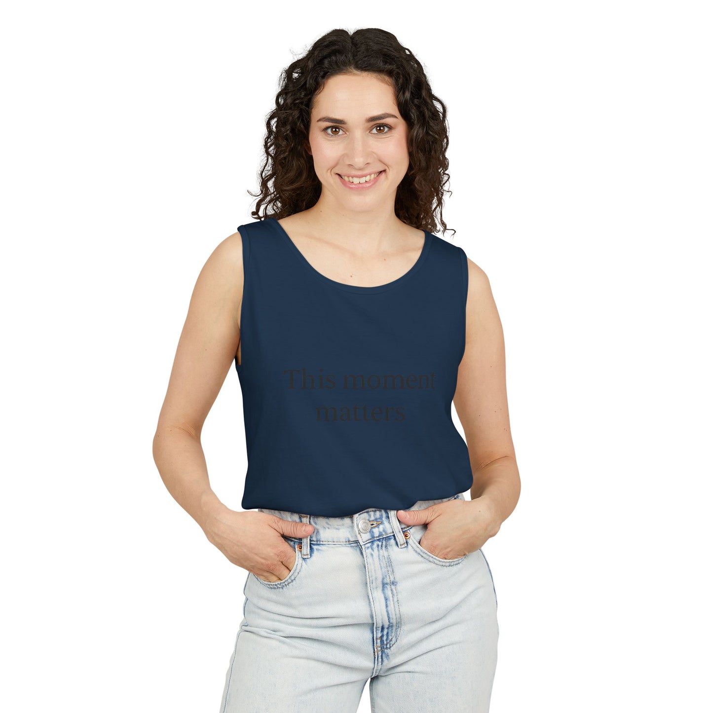Meaningful Moment Unisex Tank Top | Gift for Mindfulness, Relaxed Style, Everyday Wear, Inspirational Apparel