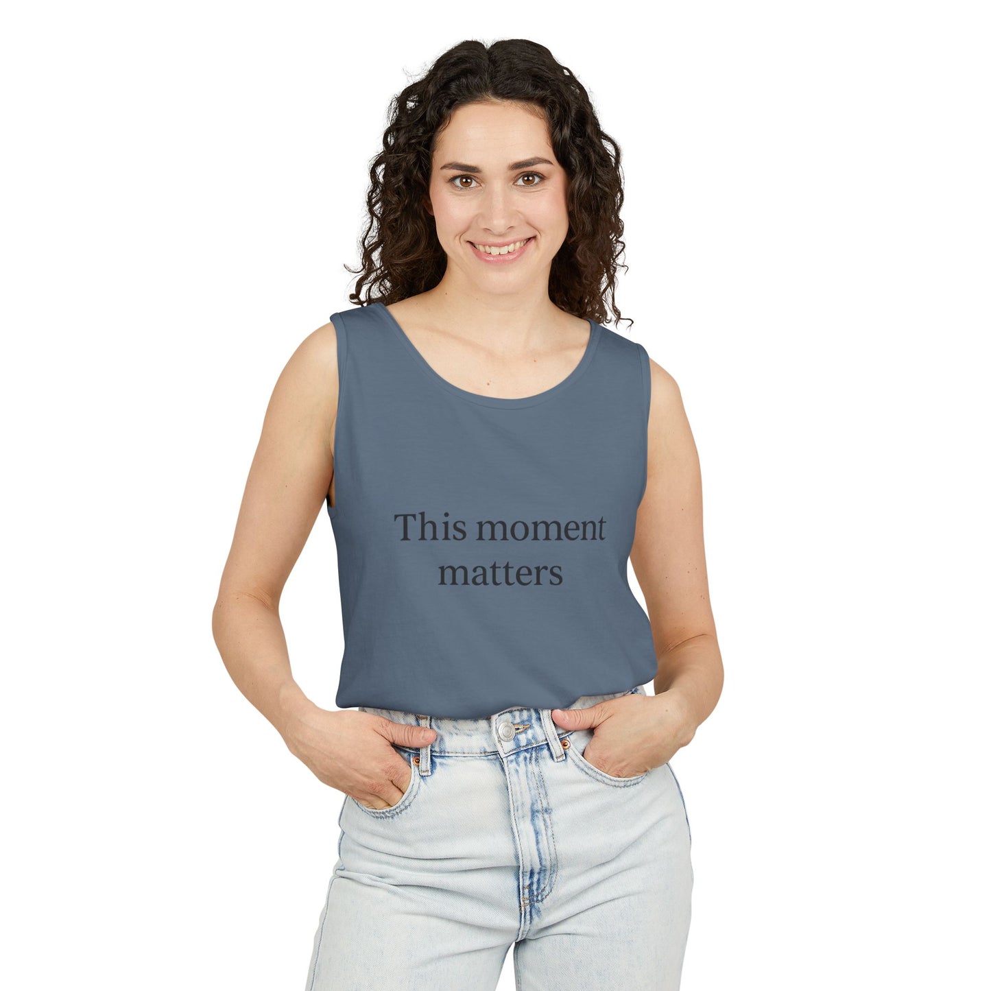 Meaningful Moment Unisex Tank Top | Gift for Mindfulness, Relaxed Style, Everyday Wear, Inspirational Apparel