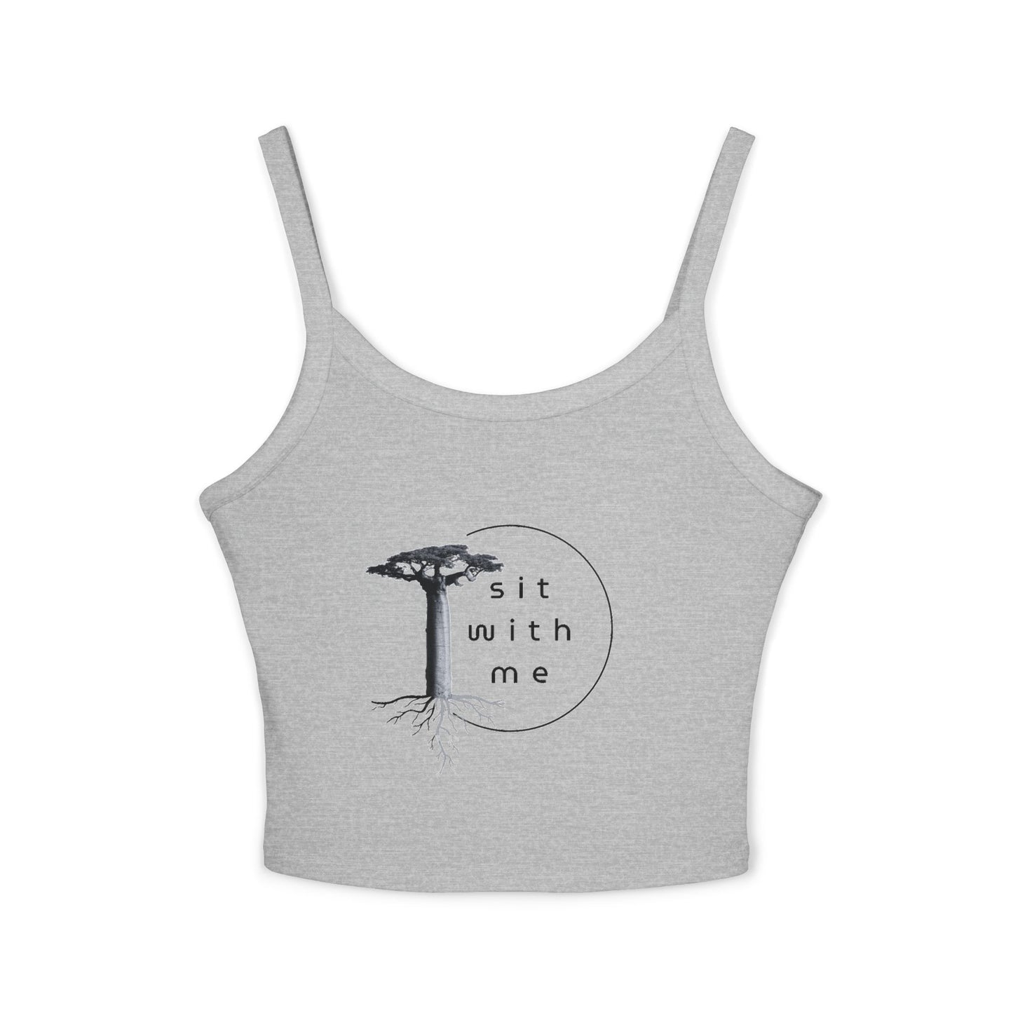 Women's Spaghetti Strap Tank Top - Tree Design, Casual Summer Wear, Eco-Conscious Gift, Yoga Top, Relaxed Vibes