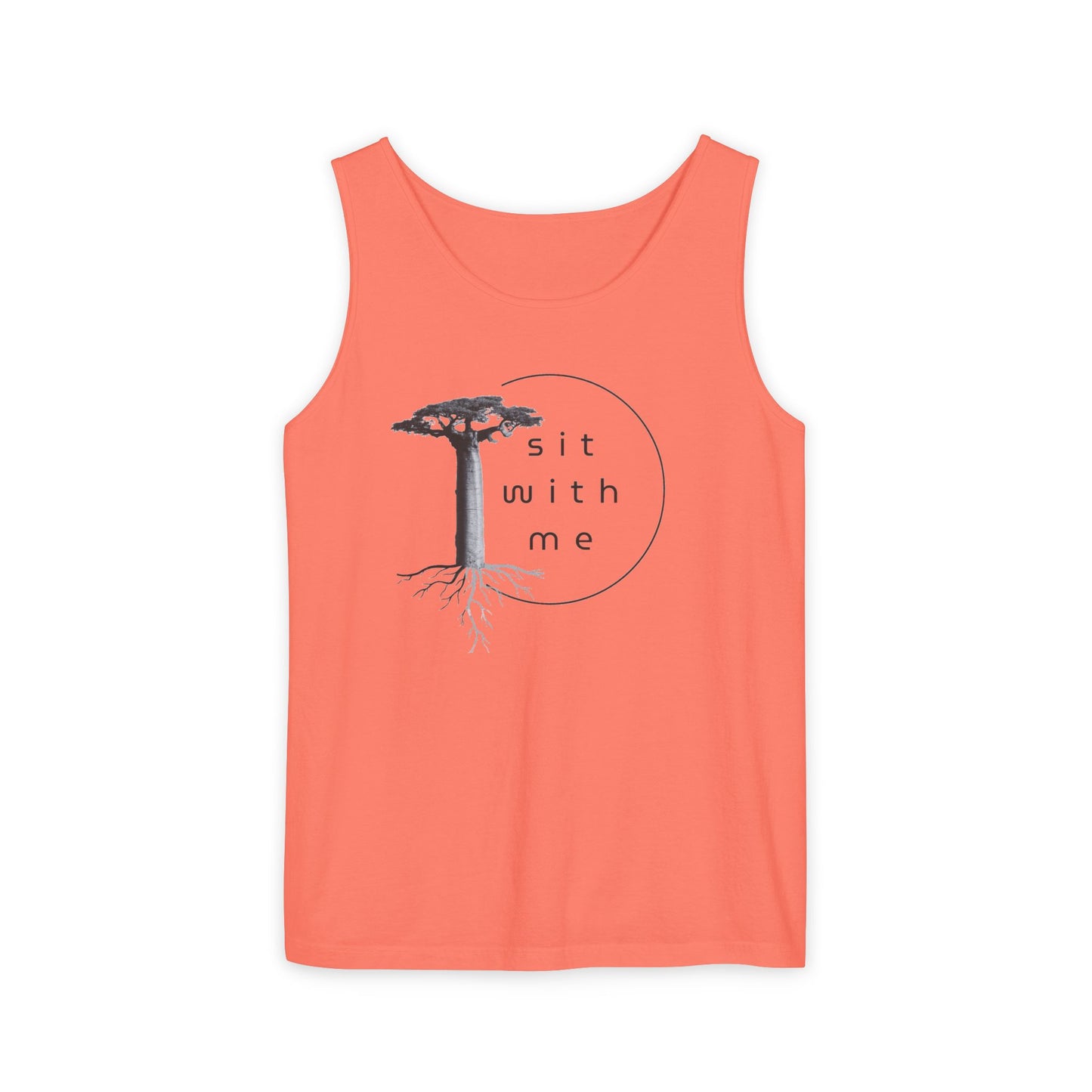 Relaxing Tree Illustration Tank Top, Unisex Summer Tee, Gift for Nature Lovers, Outdoor Adventure Apparel, Bohemian Style