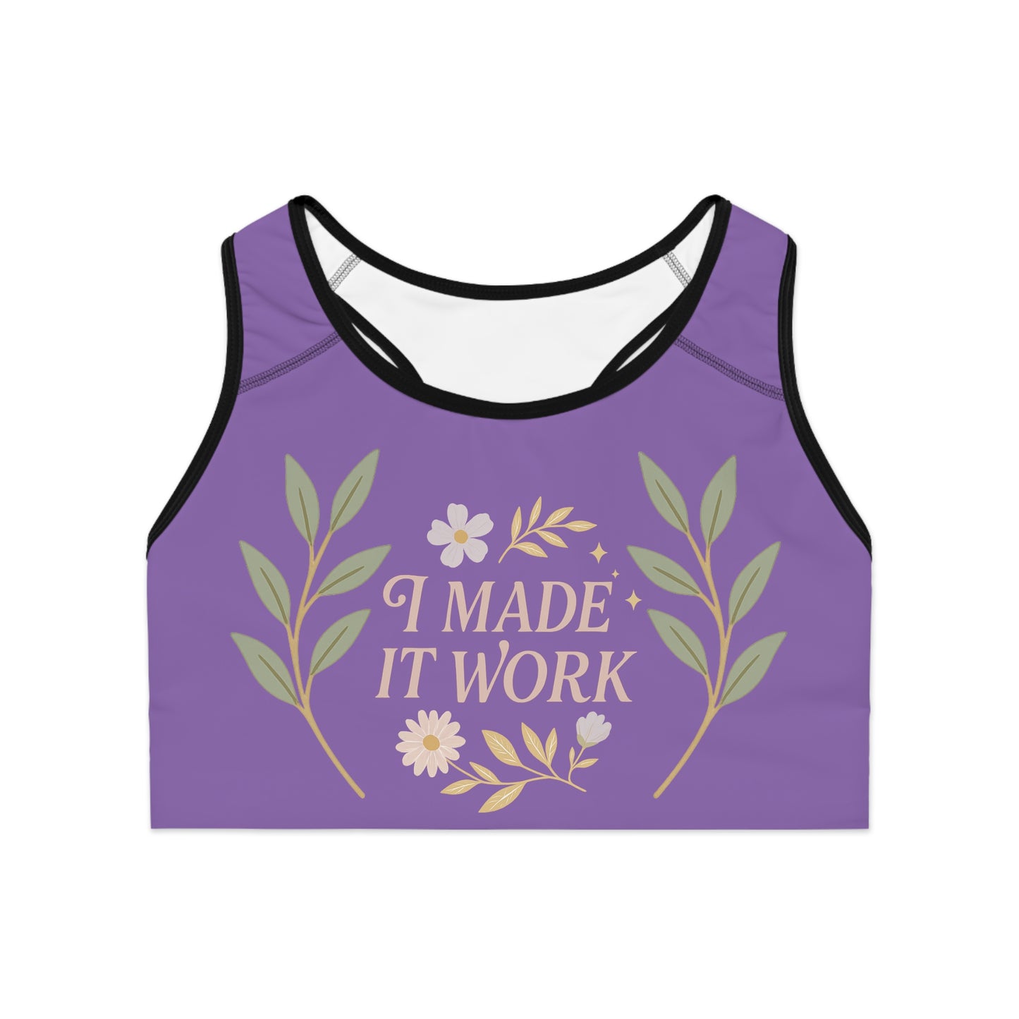 Motivational Sports Bra with Floral Design, Activewear for Women, Fitness Gear, Gym Apparel, Workout Bra, Gift for Athletes