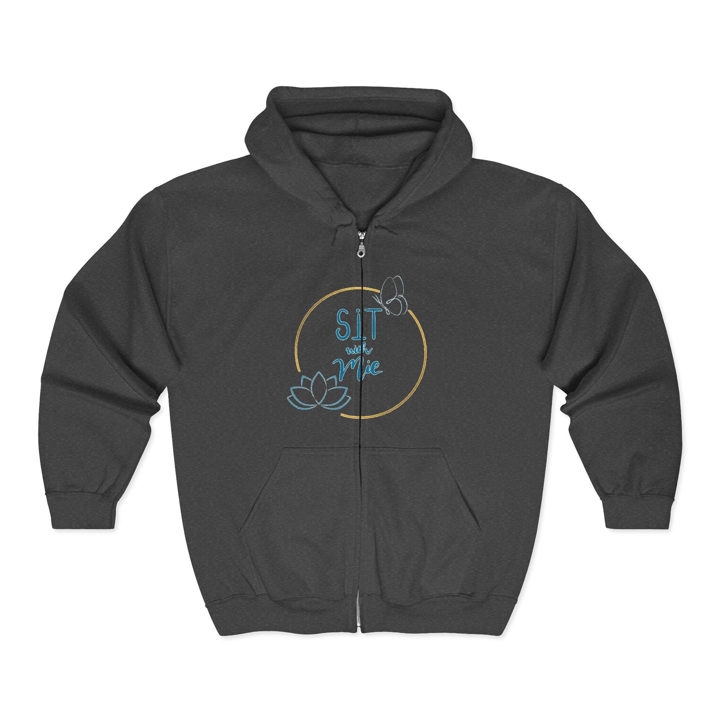 Meditation-Inspired Full Zip Hoodie, Cozy Relaxation Apparel, Mindfulness Gift, Unisex Sweatshirt for Yoga Lovers, Comfort Wear for Chilling