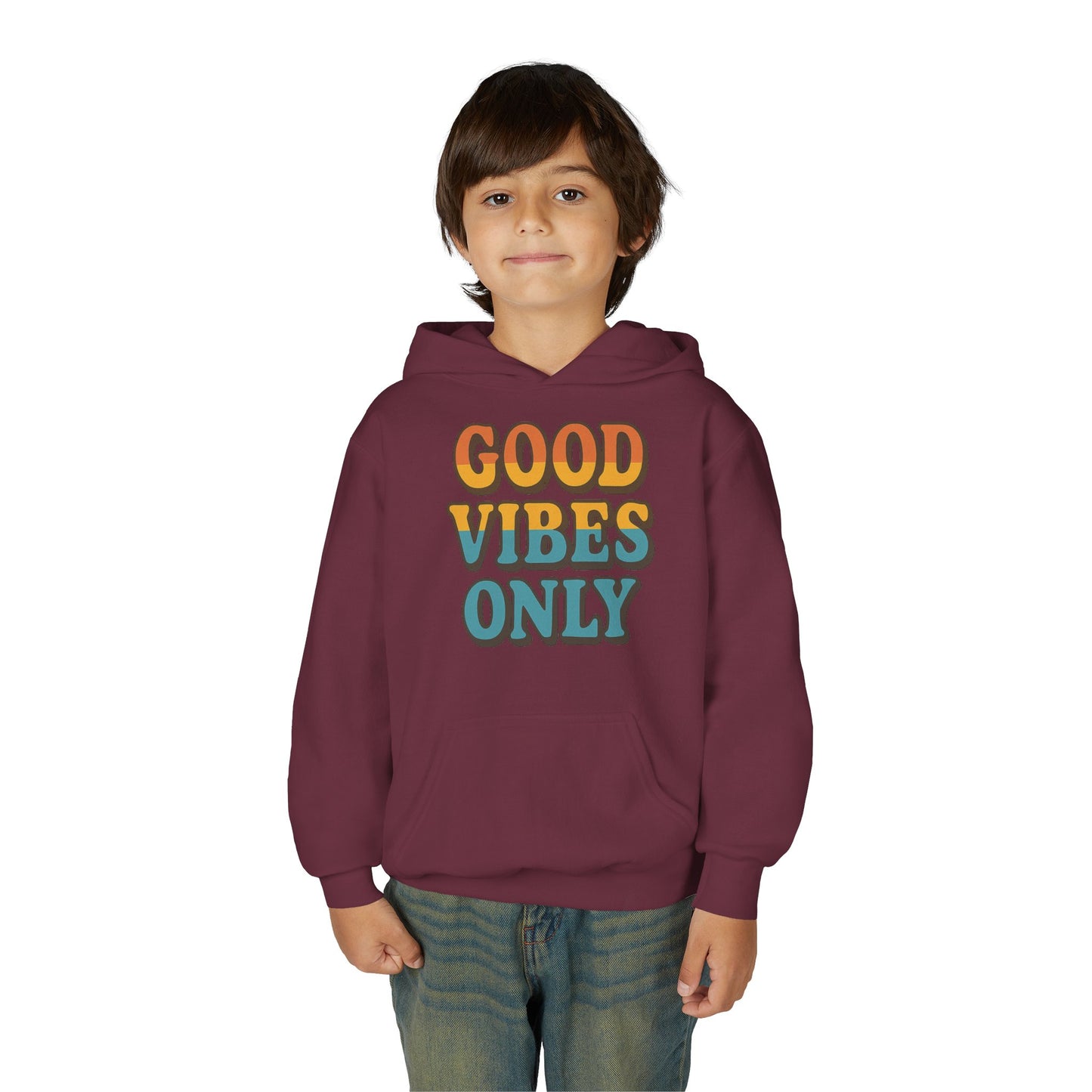 Good Vibes Only Youth Hoodie, Positive Graphic Hoodie, Trendy Sweatshirt, Gift for Teens, Youth Apparel, Comfortable Casual Wear