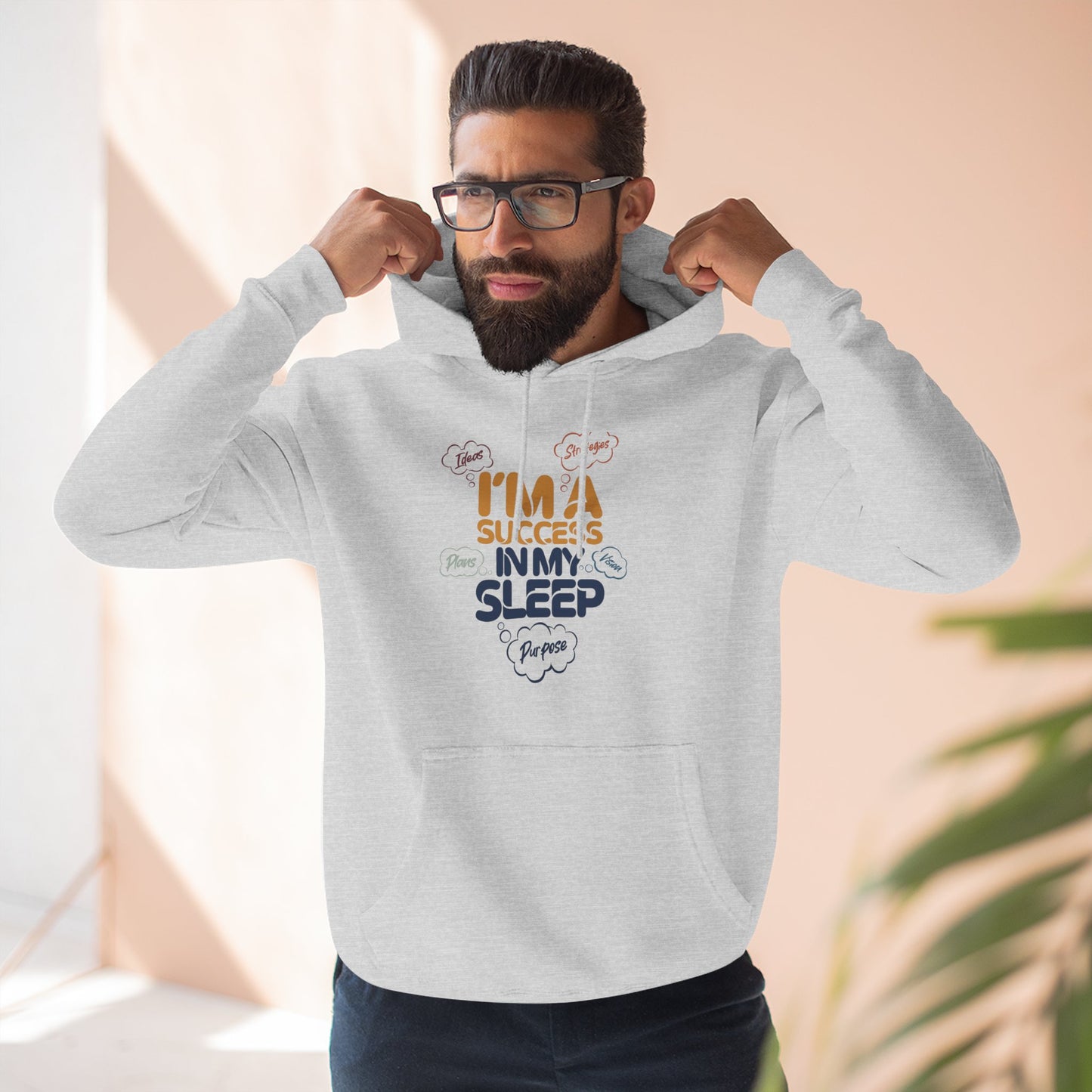 Inspirational Success Hoodie, Cozy Fleece Hoodie, Motivational Wear, Gift for Dreamers, Funny Hoodie for Sleep Lovers