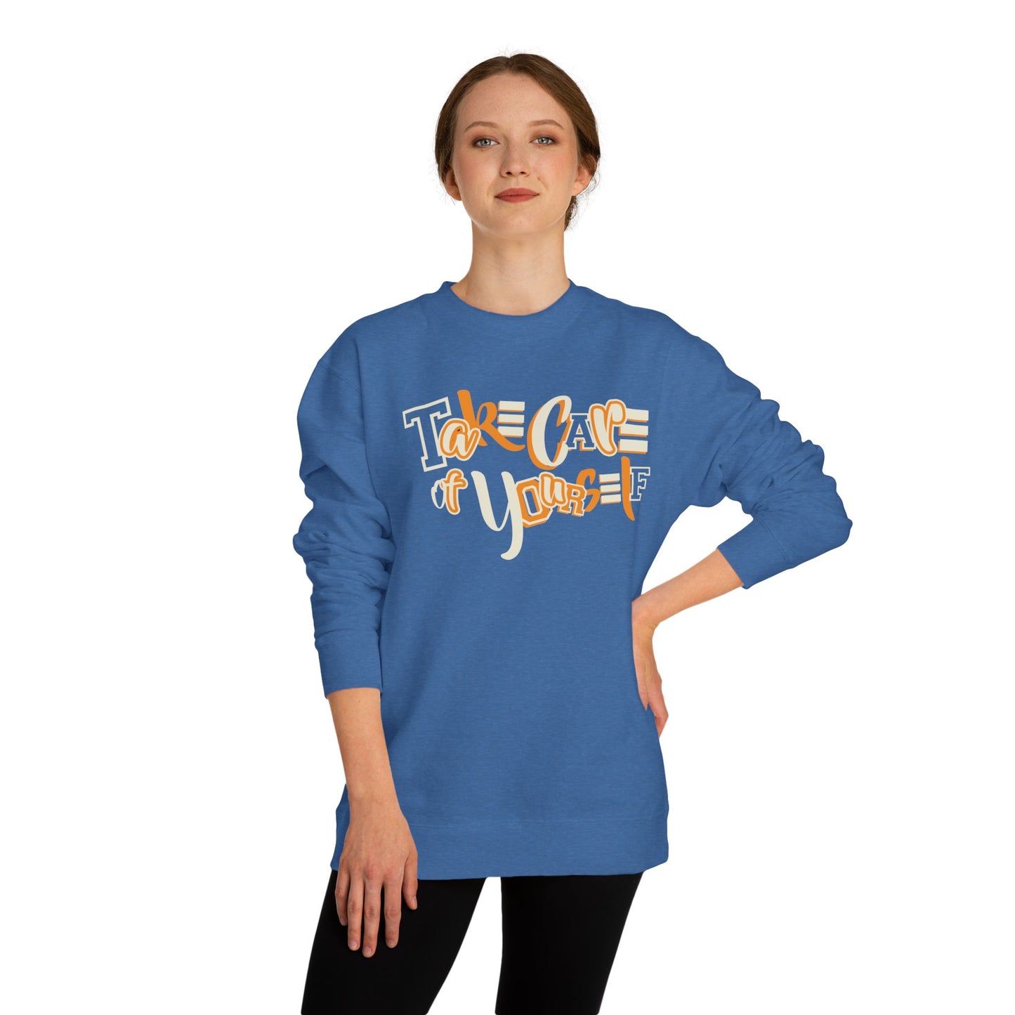 Take Care of Yourself Crew Neck Sweatshirt | Unisex Cozy Apparel, Self-Care Gift, Casual Wear, Relaxation Outfit, Inspirational Fashion