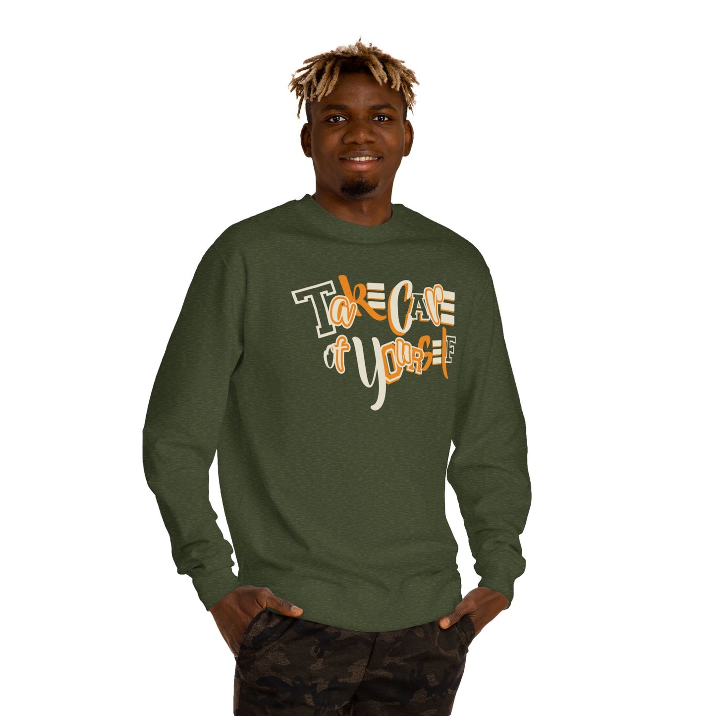 Take Care of Yourself Crew Neck Sweatshirt | Unisex Cozy Apparel, Self-Care Gift, Casual Wear, Relaxation Outfit, Inspirational Fashion