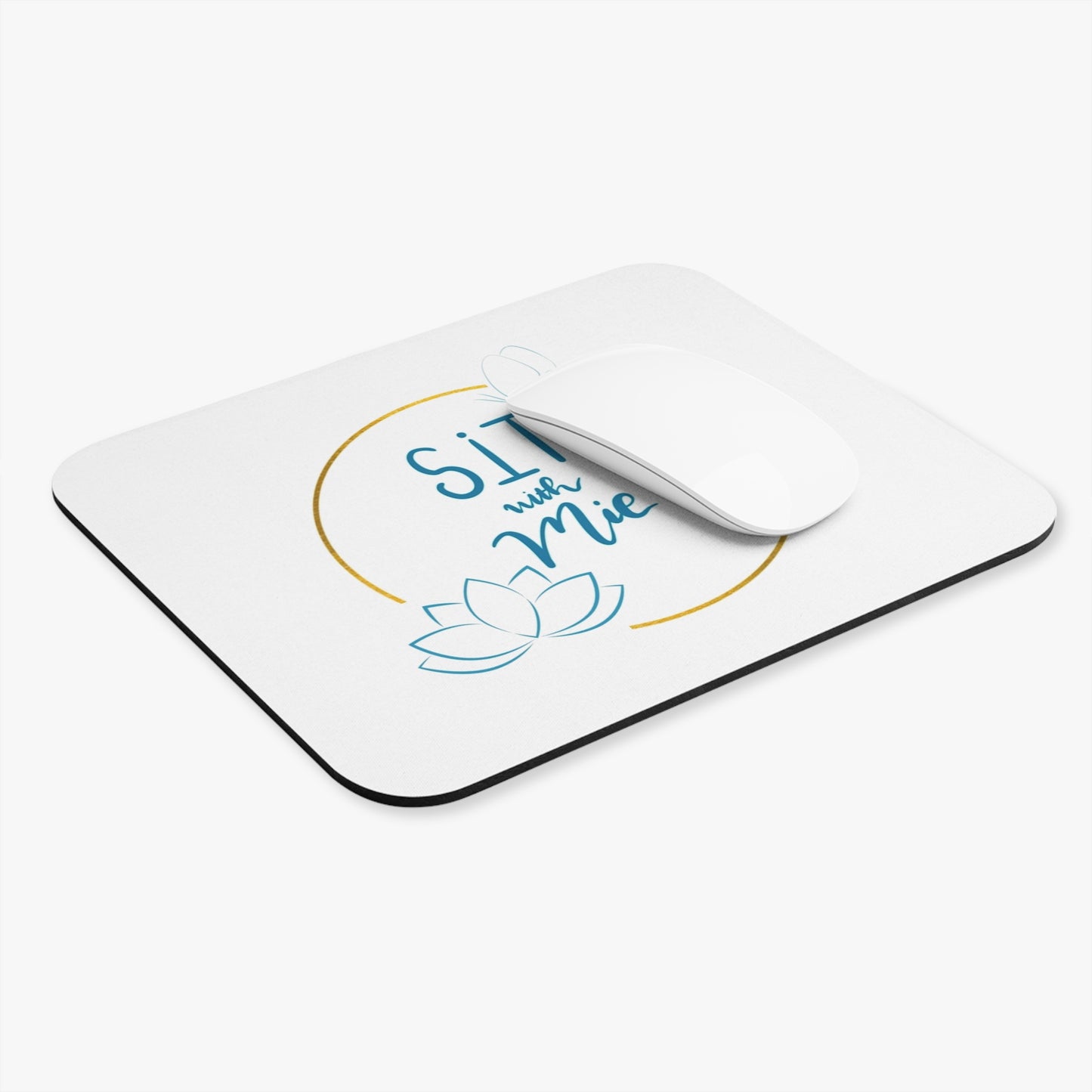 Serene Mouse Pad - 'SIT with Me', Meditation Desk Accessory, Yoga Gift, Lotus Flower Decor, Home Office Essential