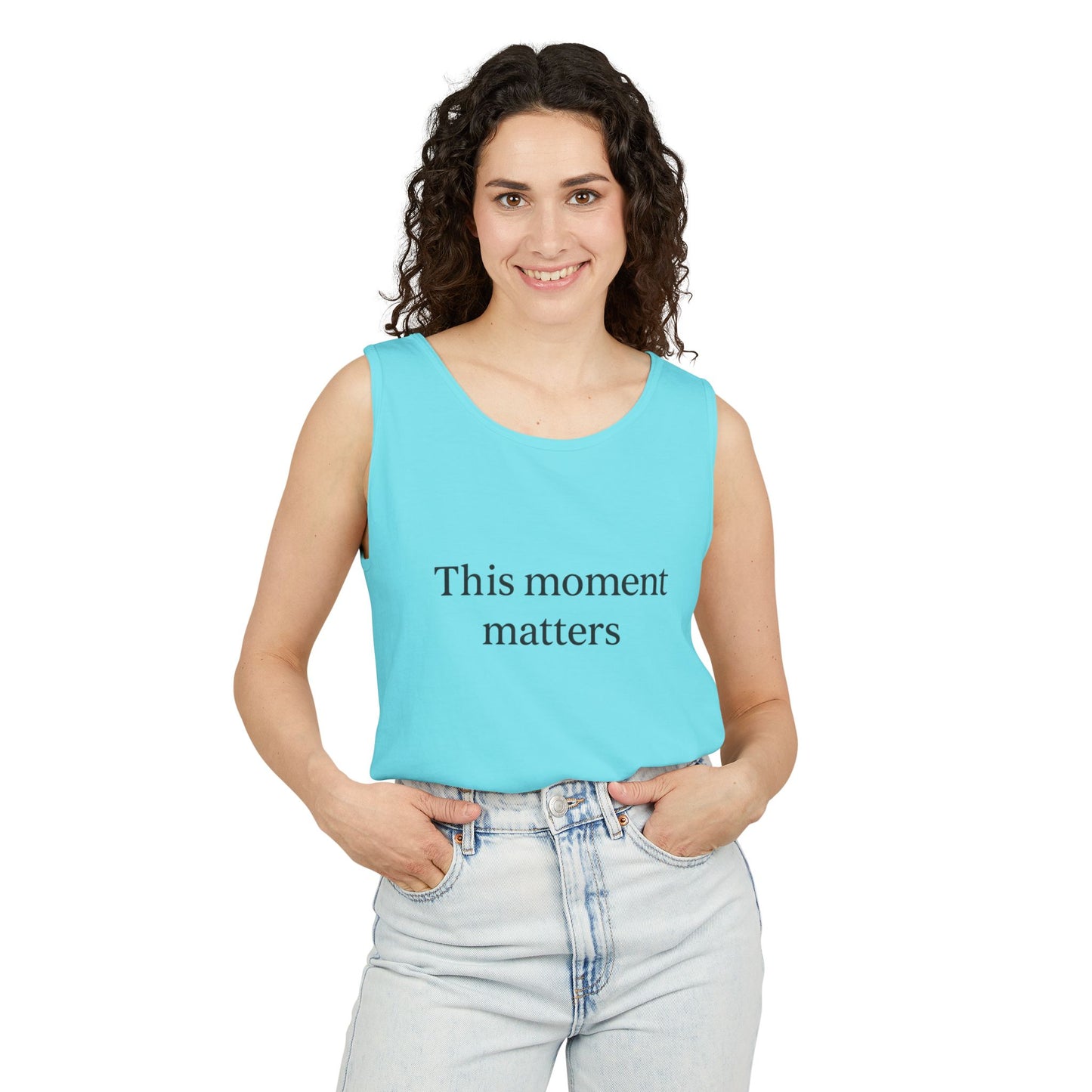 Meaningful Moment Unisex Tank Top | Gift for Mindfulness, Relaxed Style, Everyday Wear, Inspirational Apparel