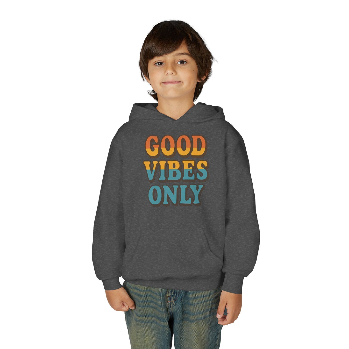 Good Vibes Only Youth Hoodie, Positive Graphic Hoodie, Trendy Sweatshirt, Gift for Teens, Youth Apparel, Comfortable Casual Wear
