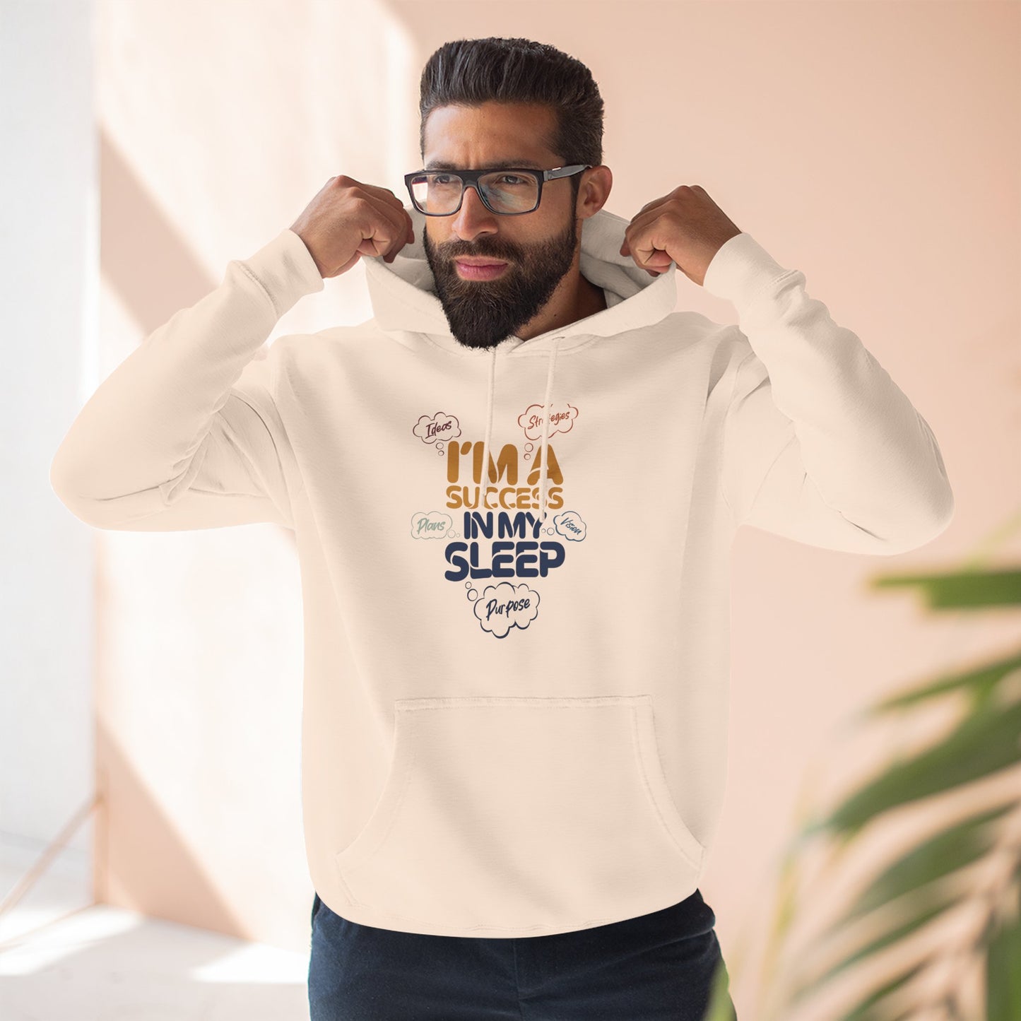 Inspirational Success Hoodie, Cozy Fleece Hoodie, Motivational Wear, Gift for Dreamers, Funny Hoodie for Sleep Lovers