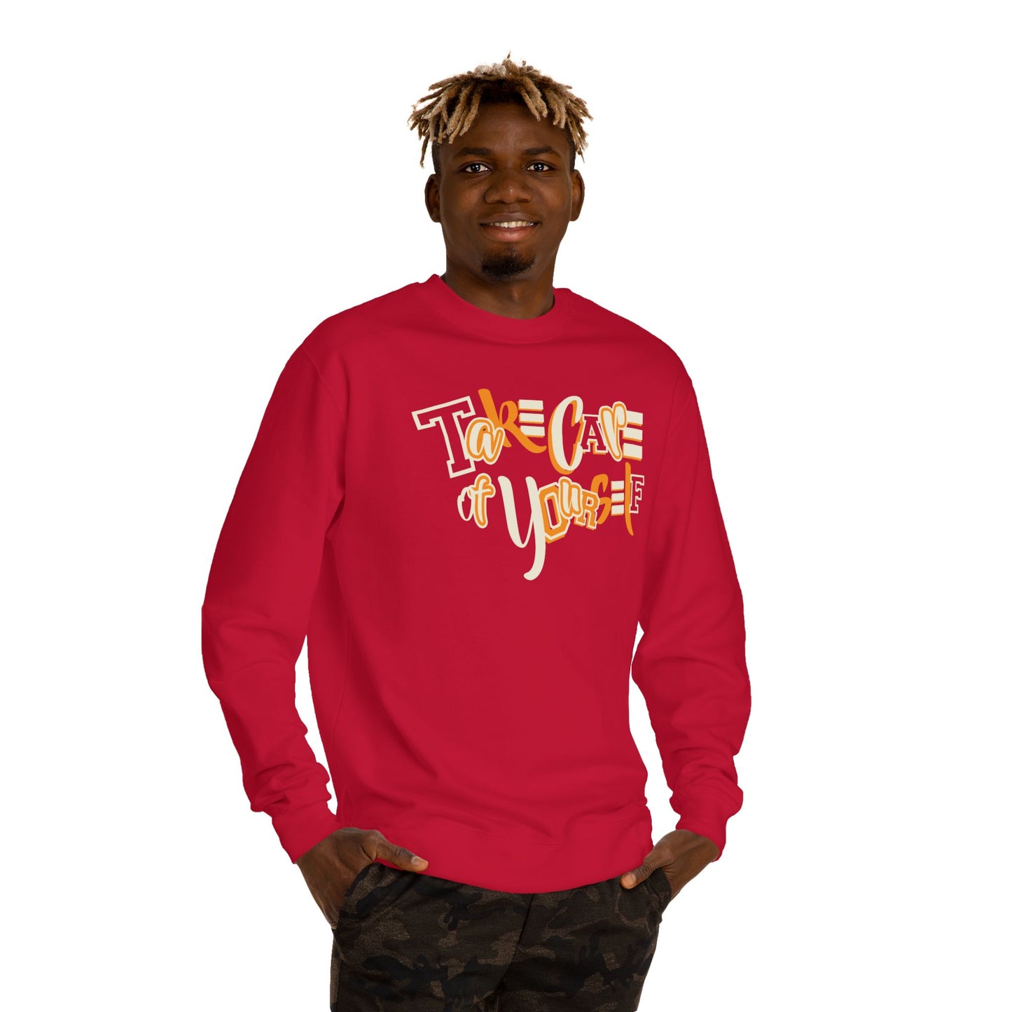 Take Care of Yourself Crew Neck Sweatshirt | Unisex Cozy Apparel, Self-Care Gift, Casual Wear, Relaxation Outfit, Inspirational Fashion