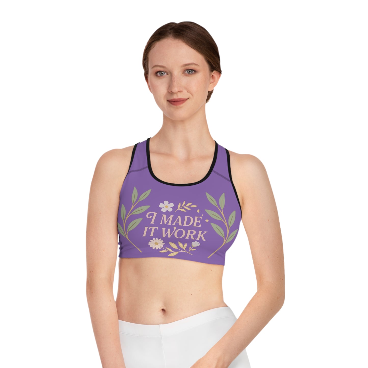 Motivational Sports Bra with Floral Design, Activewear for Women, Fitness Gear, Gym Apparel, Workout Bra, Gift for Athletes