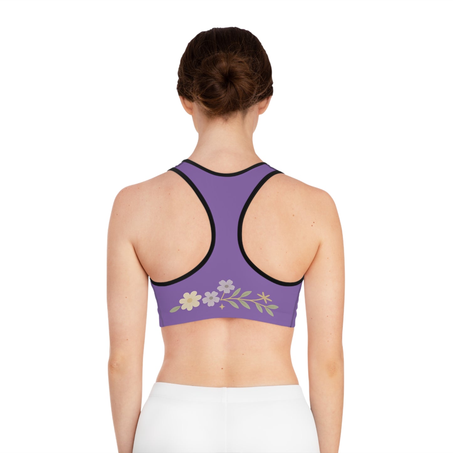 Motivational Sports Bra with Floral Design, Activewear for Women, Fitness Gear, Gym Apparel, Workout Bra, Gift for Athletes