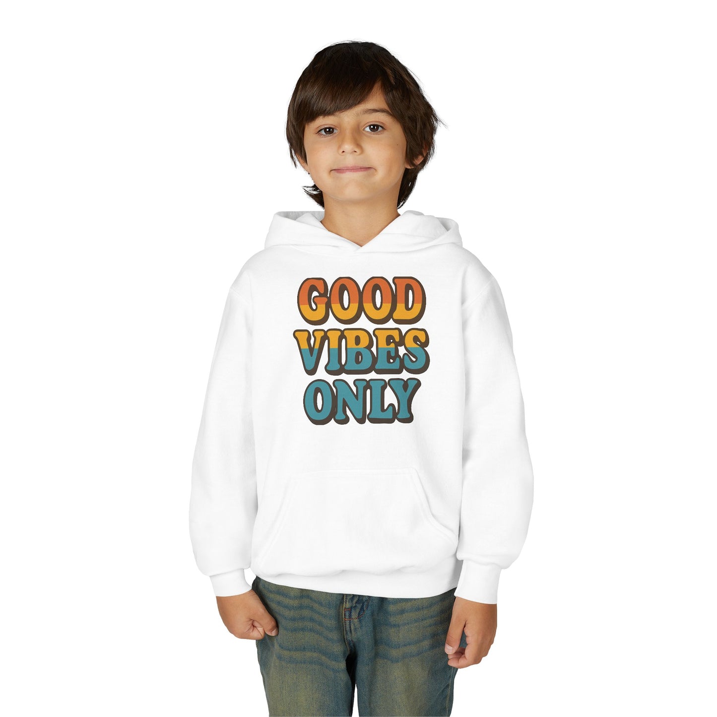 Good Vibes Only Youth Hoodie, Positive Graphic Hoodie, Trendy Sweatshirt, Gift for Teens, Youth Apparel, Comfortable Casual Wear