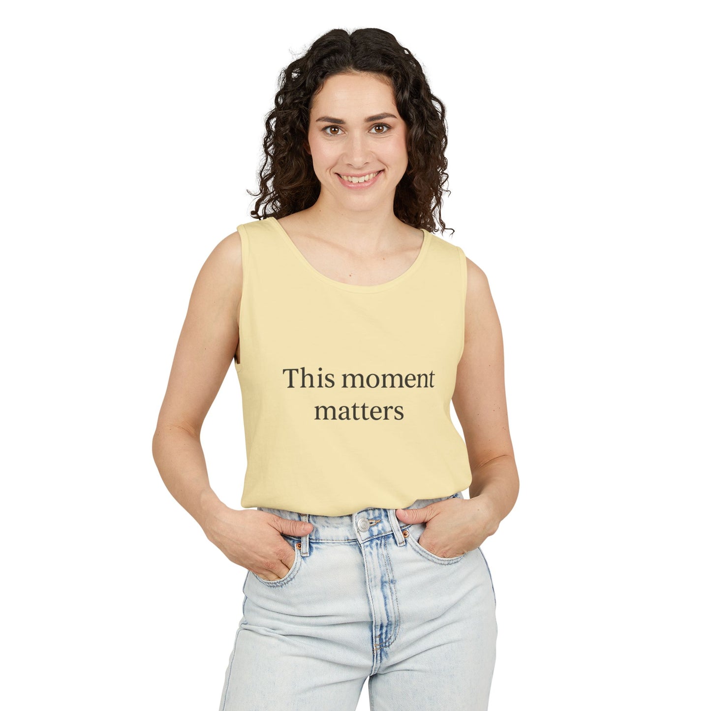 Meaningful Moment Unisex Tank Top | Gift for Mindfulness, Relaxed Style, Everyday Wear, Inspirational Apparel