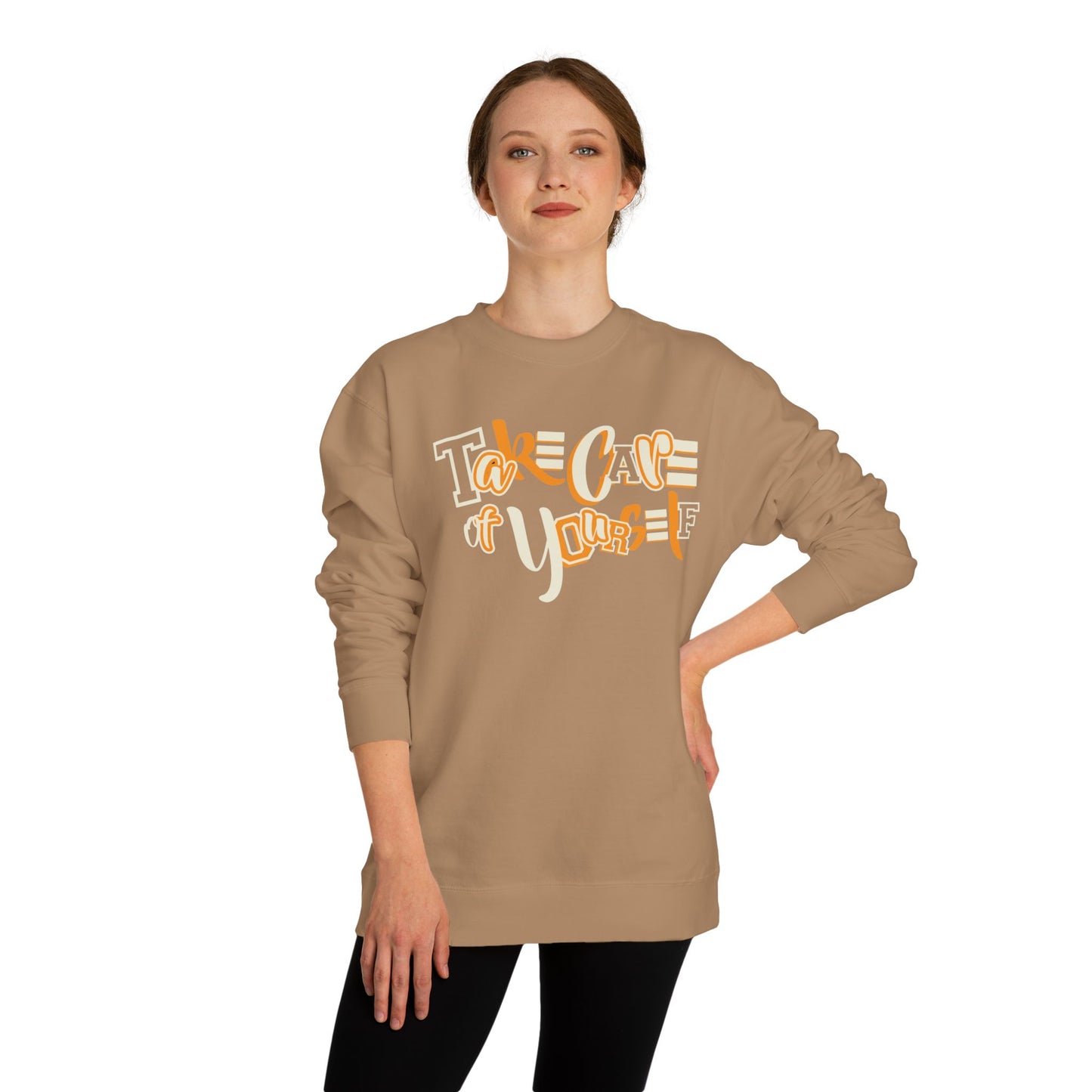 Take Care of Yourself Crew Neck Sweatshirt | Unisex Cozy Apparel, Self-Care Gift, Casual Wear, Relaxation Outfit, Inspirational Fashion