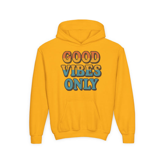 Good Vibes Only Youth Hoodie, Positive Graphic Hoodie, Trendy Sweatshirt, Gift for Teens, Youth Apparel, Comfortable Casual Wear