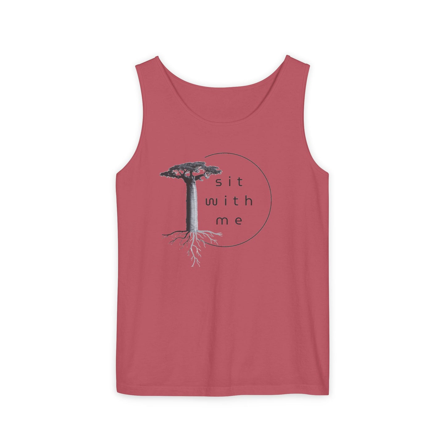 Relaxing Tree Illustration Tank Top, Unisex Summer Tee, Gift for Nature Lovers, Outdoor Adventure Apparel, Bohemian Style