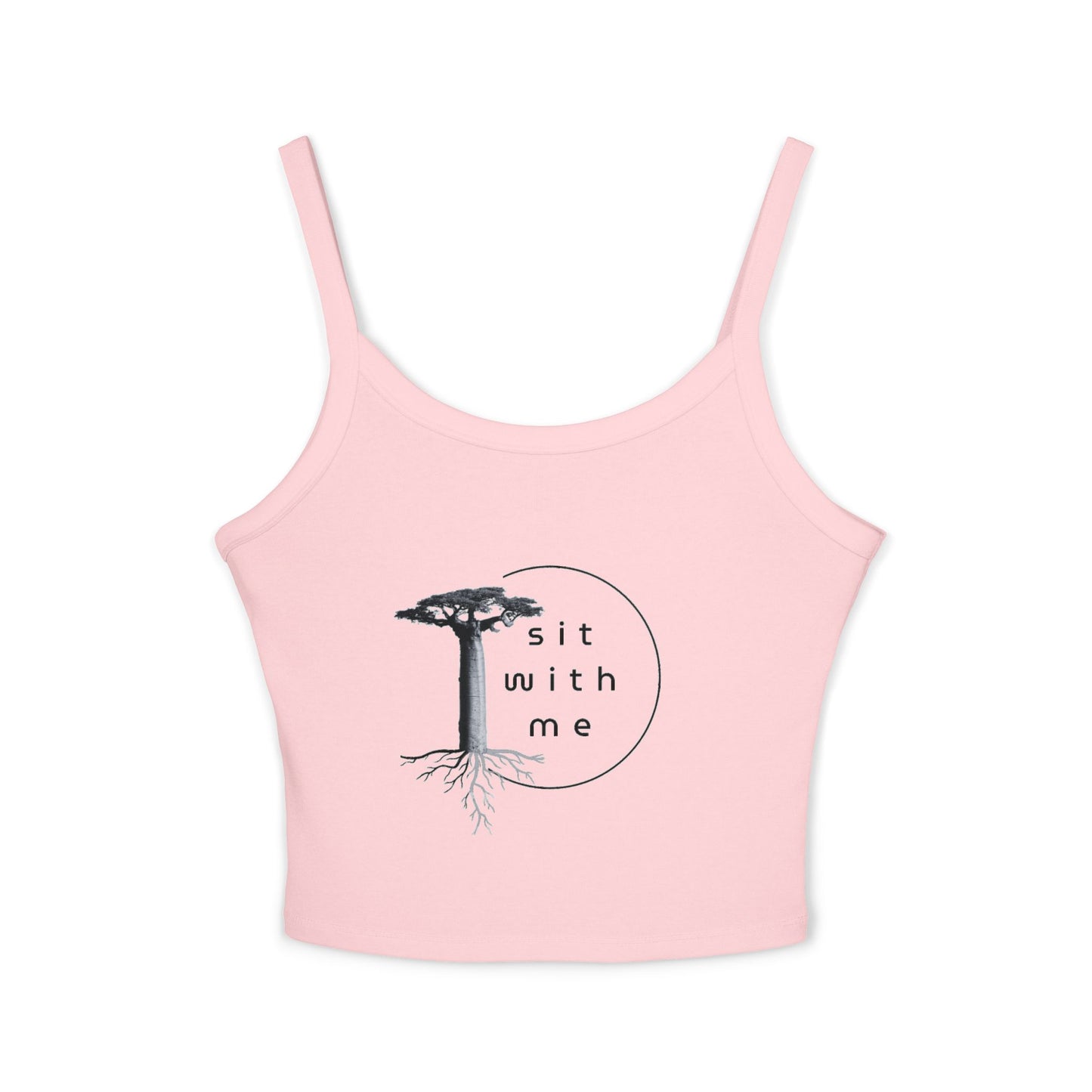 Women's Spaghetti Strap Tank Top - Tree Design, Casual Summer Wear, Eco-Conscious Gift, Yoga Top, Relaxed Vibes