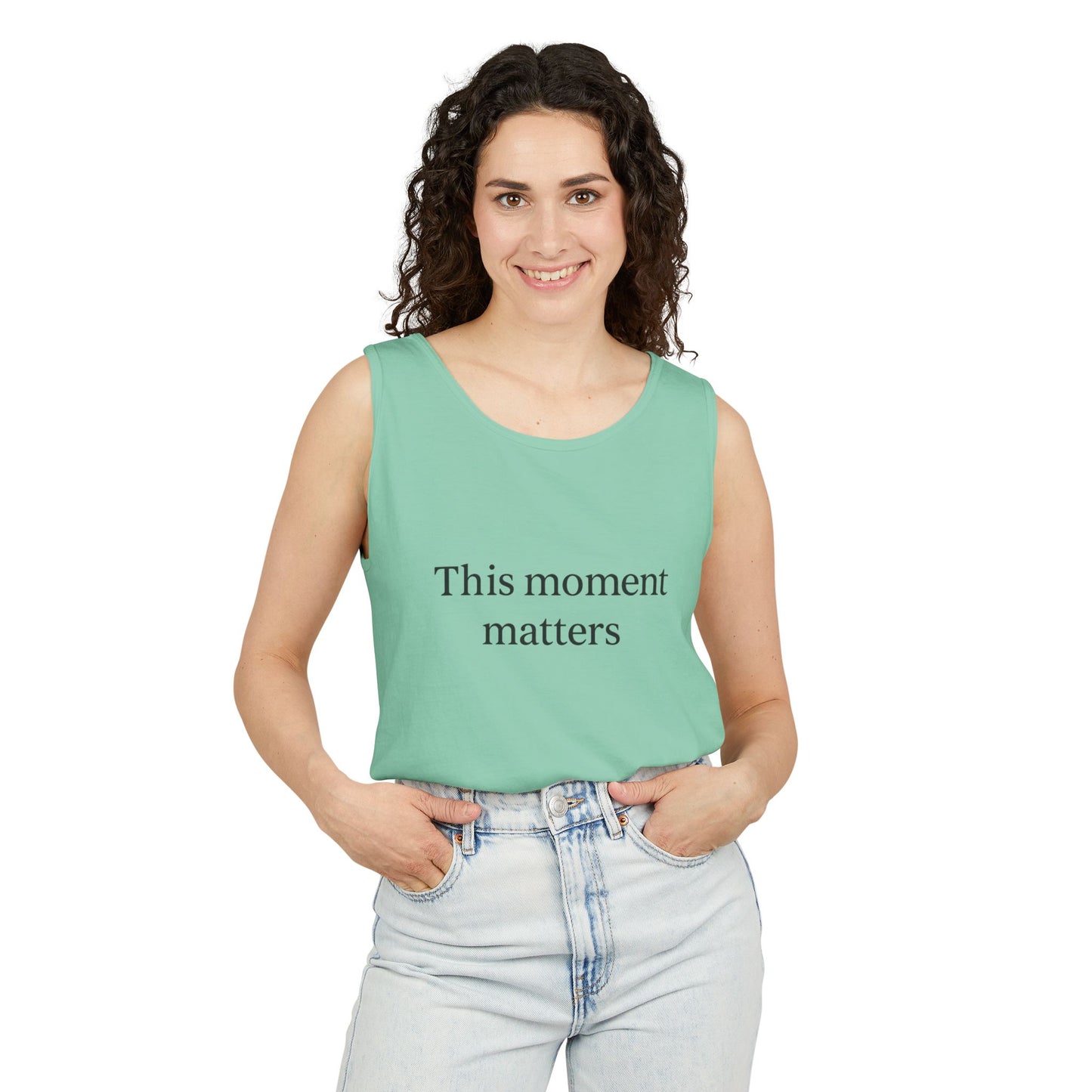 Meaningful Moment Unisex Tank Top | Gift for Mindfulness, Relaxed Style, Everyday Wear, Inspirational Apparel