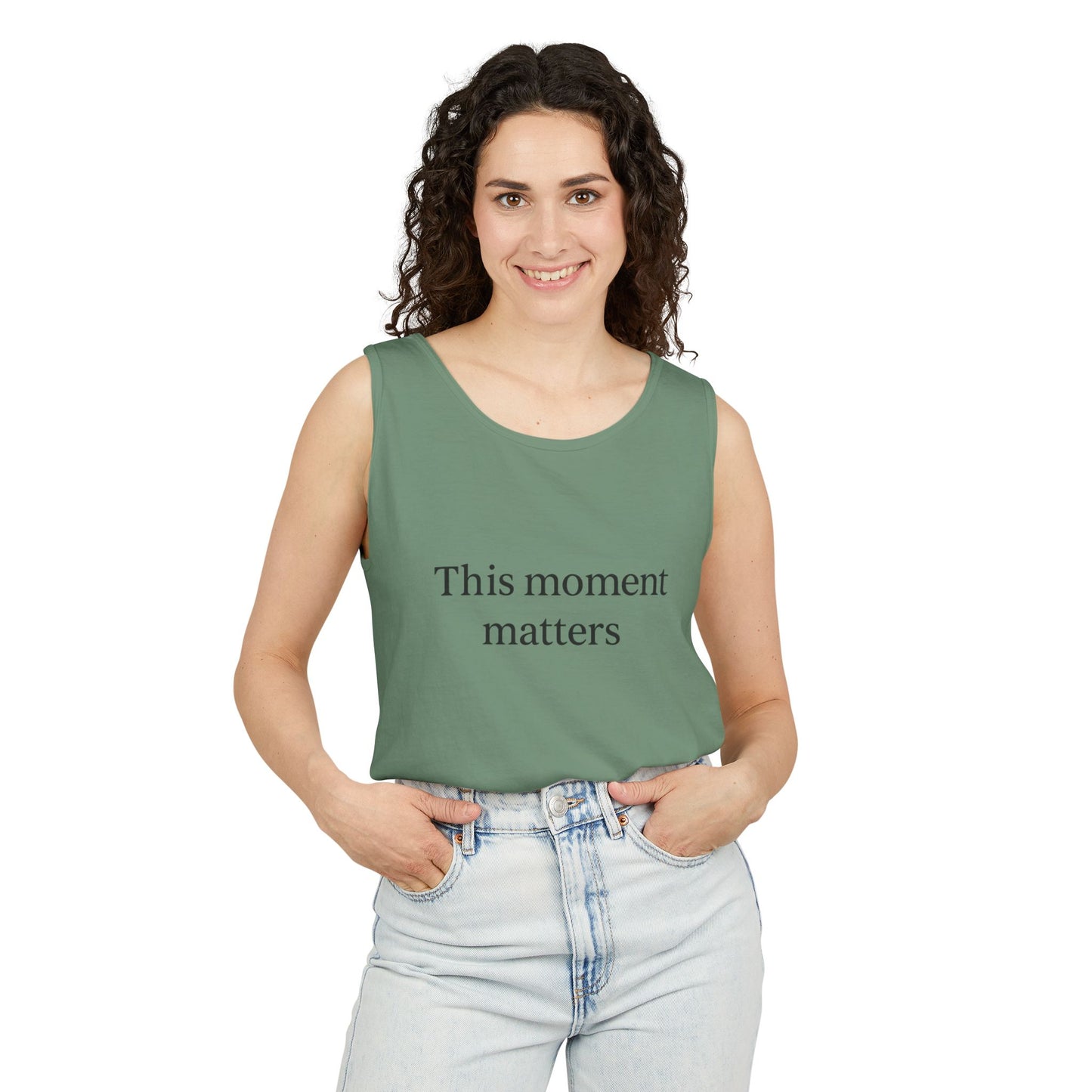 Meaningful Moment Unisex Tank Top | Gift for Mindfulness, Relaxed Style, Everyday Wear, Inspirational Apparel
