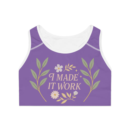 Motivational Sports Bra with Floral Design, Activewear for Women, Fitness Gear, Gym Apparel, Workout Bra, Gift for Athletes