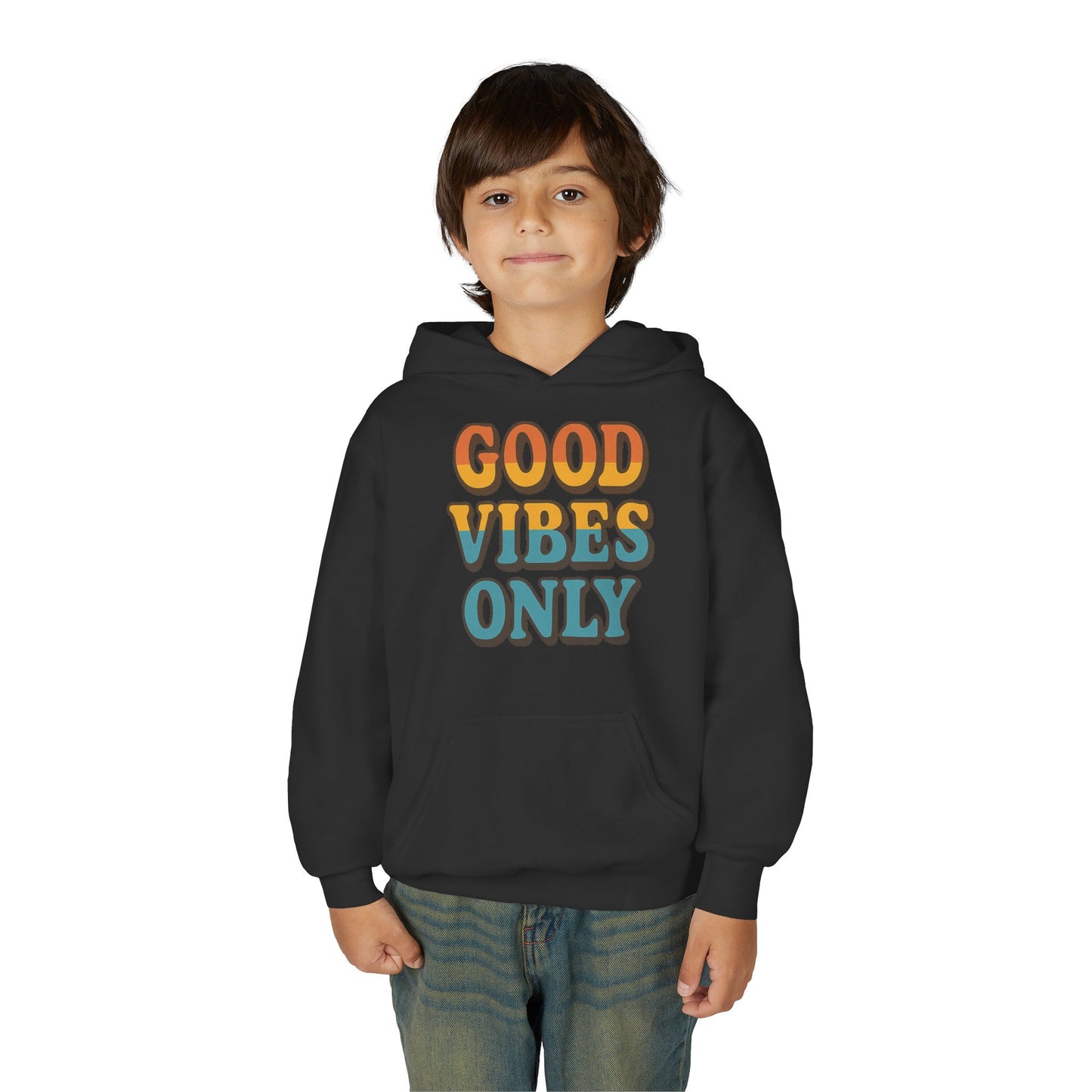 Good Vibes Only Youth Hoodie, Positive Graphic Hoodie, Trendy Sweatshirt, Gift for Teens, Youth Apparel, Comfortable Casual Wear