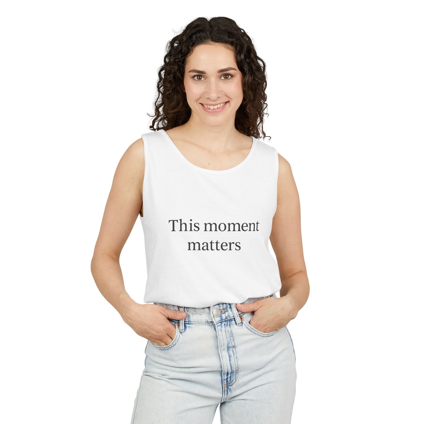 Meaningful Moment Unisex Tank Top | Gift for Mindfulness, Relaxed Style, Everyday Wear, Inspirational Apparel