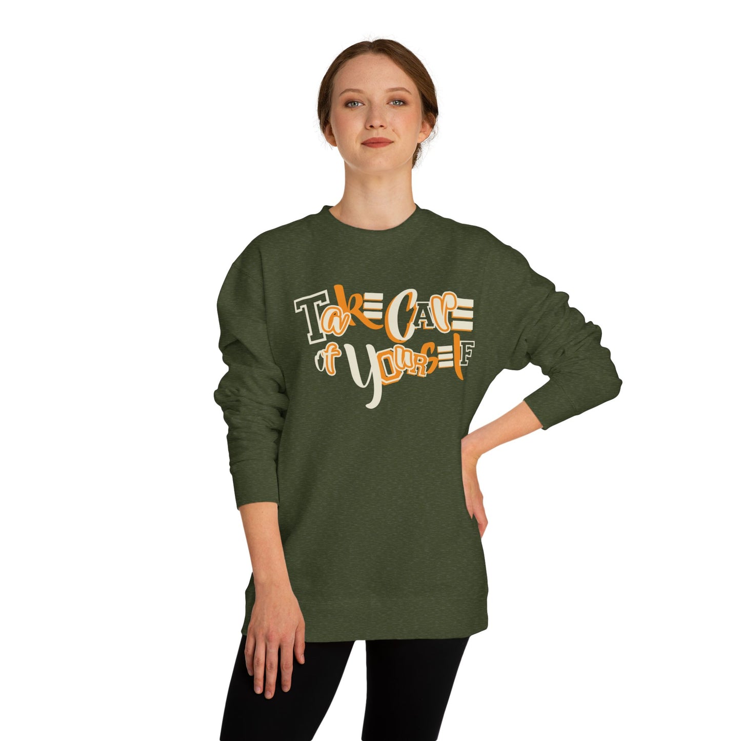 Take Care of Yourself Crew Neck Sweatshirt | Unisex Cozy Apparel, Self-Care Gift, Casual Wear, Relaxation Outfit, Inspirational Fashion
