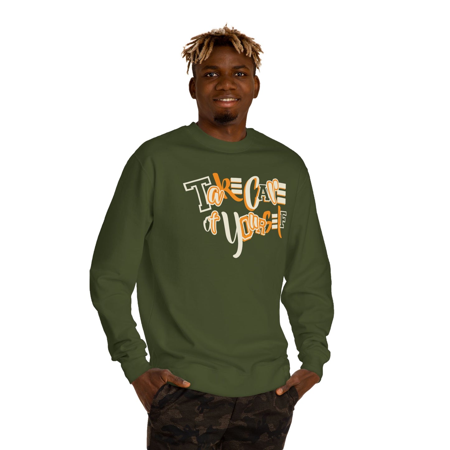 Take Care of Yourself Crew Neck Sweatshirt | Unisex Cozy Apparel, Self-Care Gift, Casual Wear, Relaxation Outfit, Inspirational Fashion