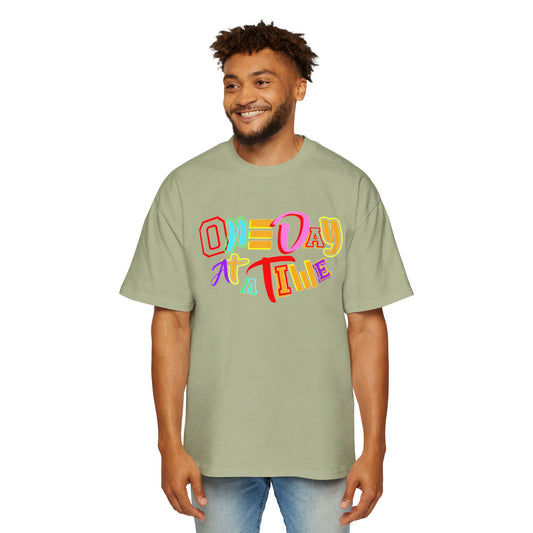 Colorful Motivational Oversized Tee - "One Day at a Time" T-Shirt, Relaxed Fit, Inspirational Gift, Self-Care Fashion, Casual Wear